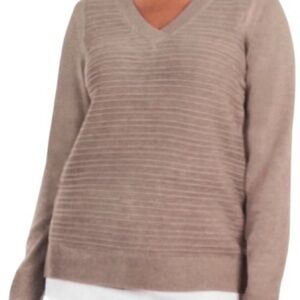 Mock Shirt Hem V- Neck Sweater XL or 2X
Heather Mocha (oatmeal color)